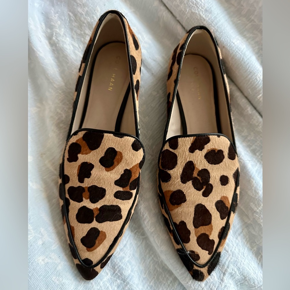 Cole Haan Brown and Tan Leopard Print Flats